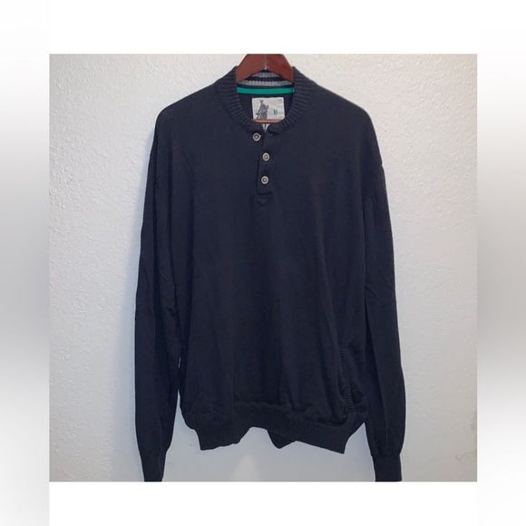 Linksoul Button Henley Cashmere Kissed Sweater with Pockets in Navy Blue Size M - Picture 2 of 12
